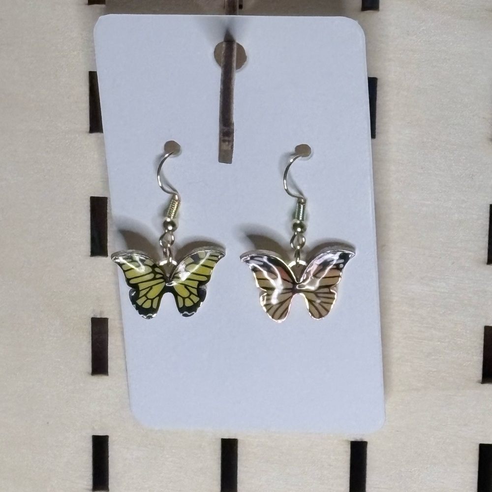 Handcrafted butterflies dangle earrings
